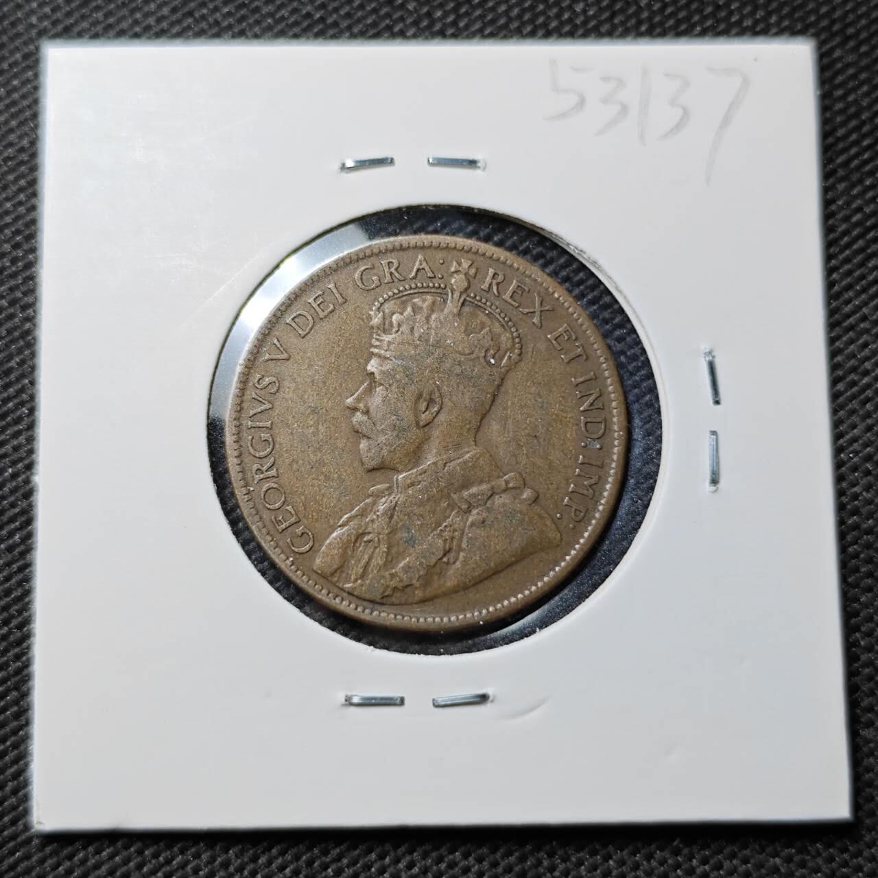 KK钱币收藏小铺 第353场 2月预留时间 周末发货  1915英属加拿大1分铜币