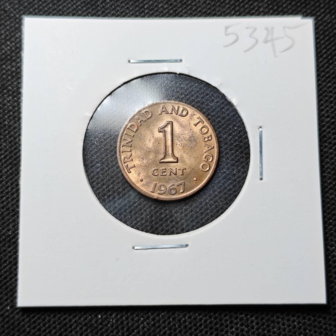 KK钱币收藏小铺 第353场 2月预留时间 周末发货  1967特立尼达和多巴哥1分铜币 好品