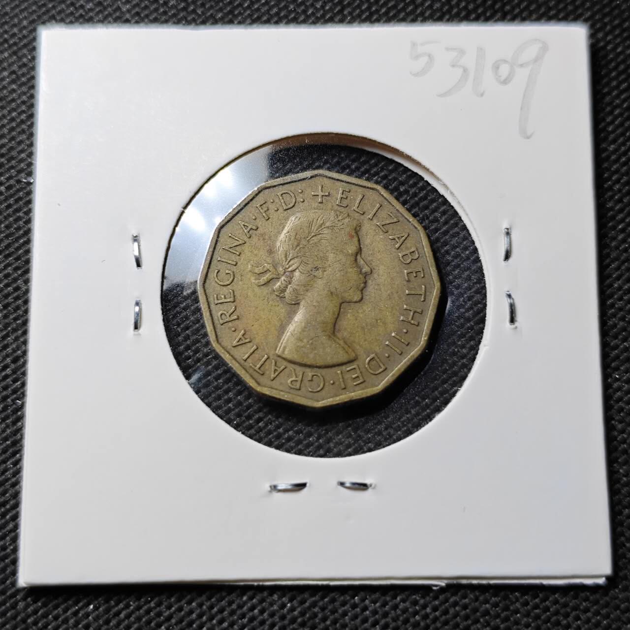 KK钱币收藏小铺 第353场 2月预留时间 周末发货  1959英国3便士铜币