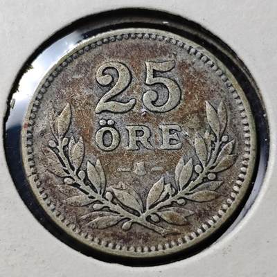 KK钱币收藏小铺 第353场 2月预留时间 周末发货 -  1914瑞典25欧尔银币
