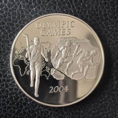 道一币馆币章第一百四十九场 - 加纳2003年雅典奥运会500西卡精制银币 25g 925S