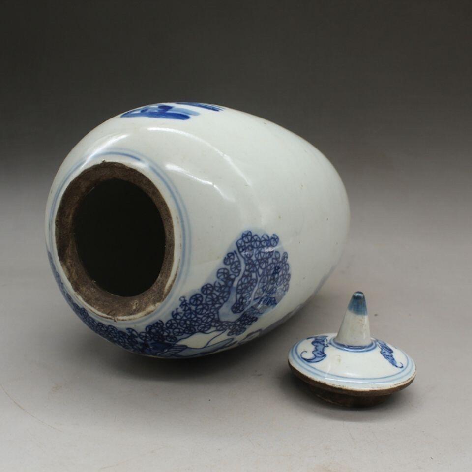 听雨轩 古玩杂相老物件专场 青花双圈款麒麟送子罐