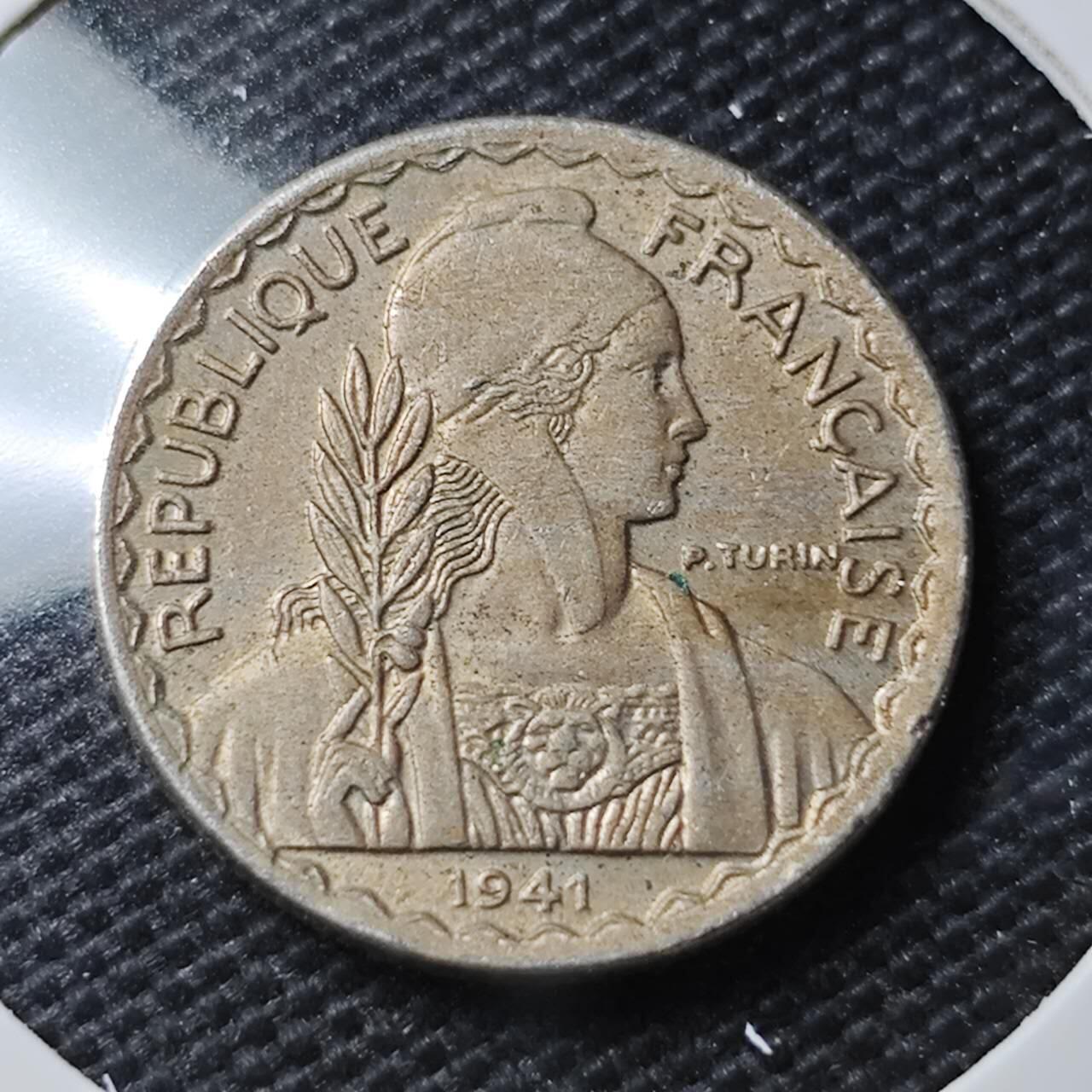 KK钱币收藏小铺 第354场 2月预留时间 周末发货  1941法属印支10分镍币 底板干净