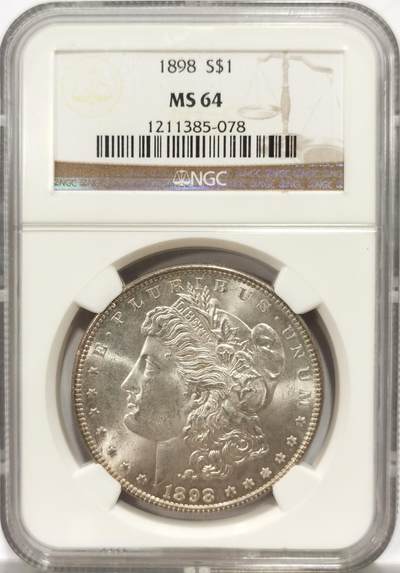 博洋堂世界钱币拍卖第142期（全场包邮） - NGC MS64 美国1898摩根