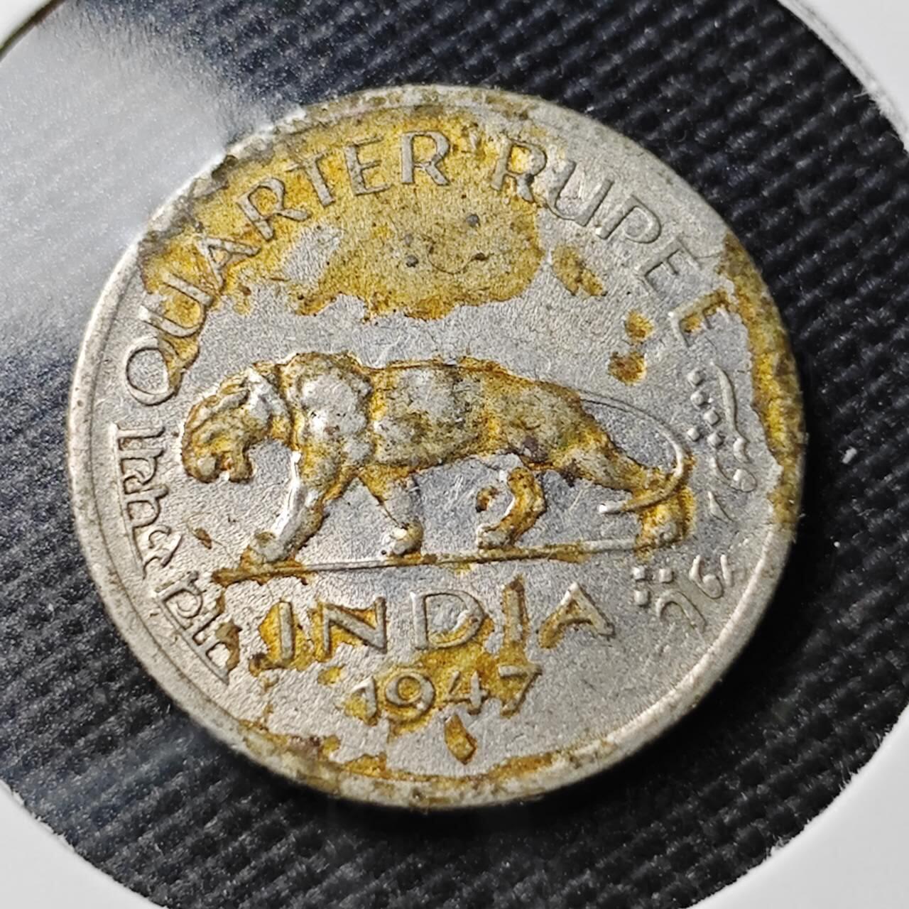 KK钱币收藏小铺 第354场 2月预留时间 周末发货  1947英属印度1/4卢比