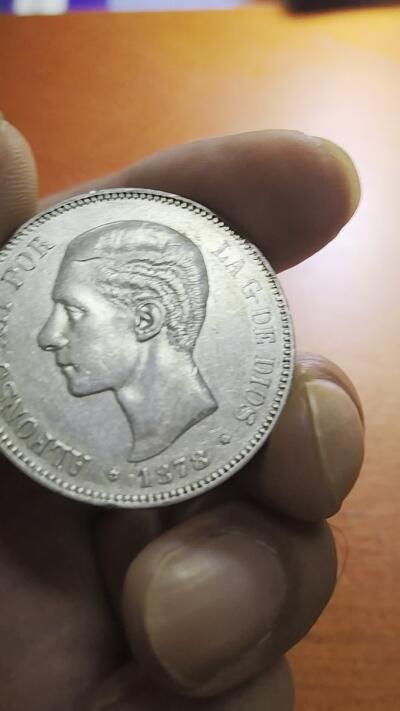 长老汇蛇年精选第五十七场拍卖 1878DEM西班牙阿方索十二世5比塞塔银币，马德里造币厂，第二版头像，未流通品相