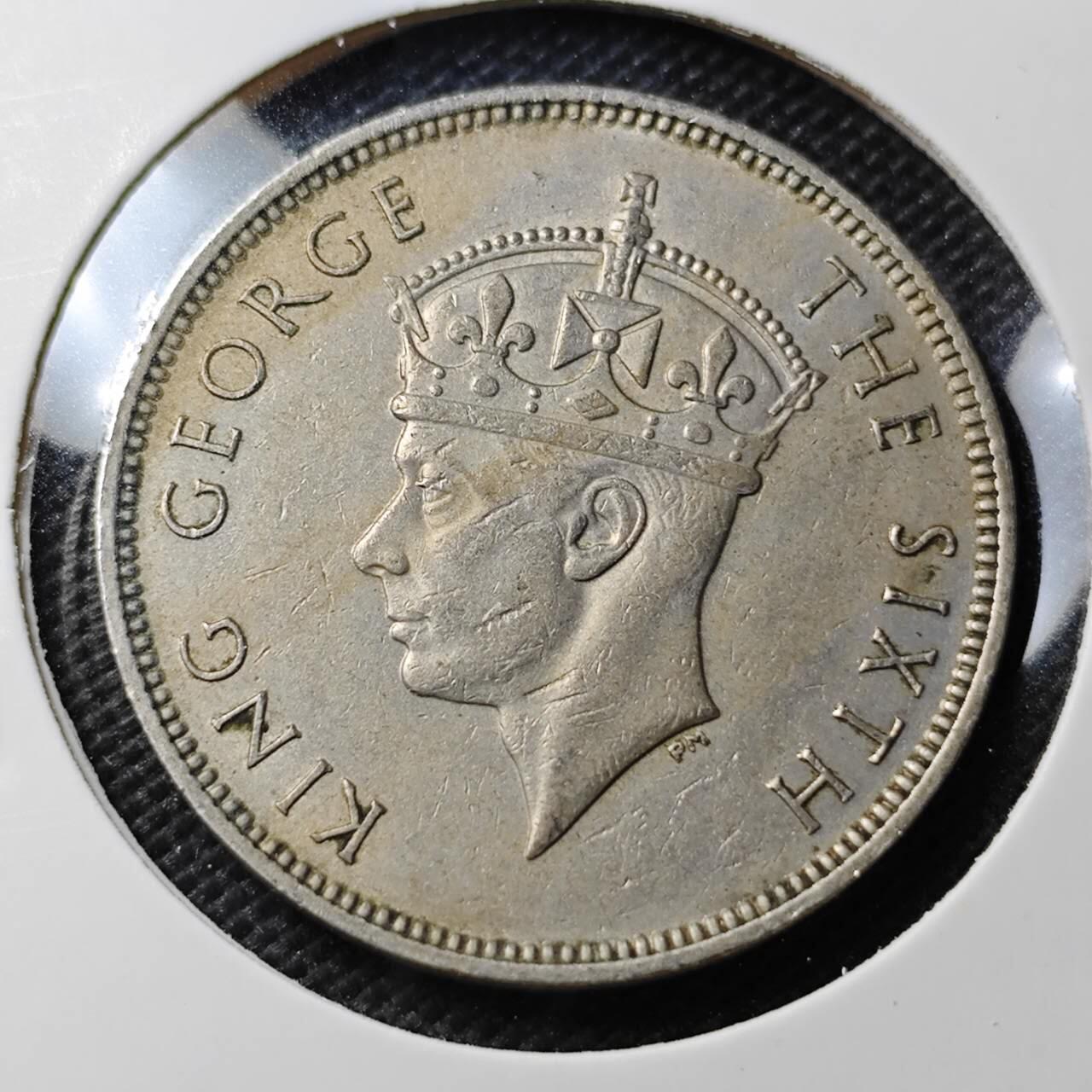 KK钱币收藏小铺 第354场 2月预留时间 周末发货  1950英属毛里求斯1卢比 乔六