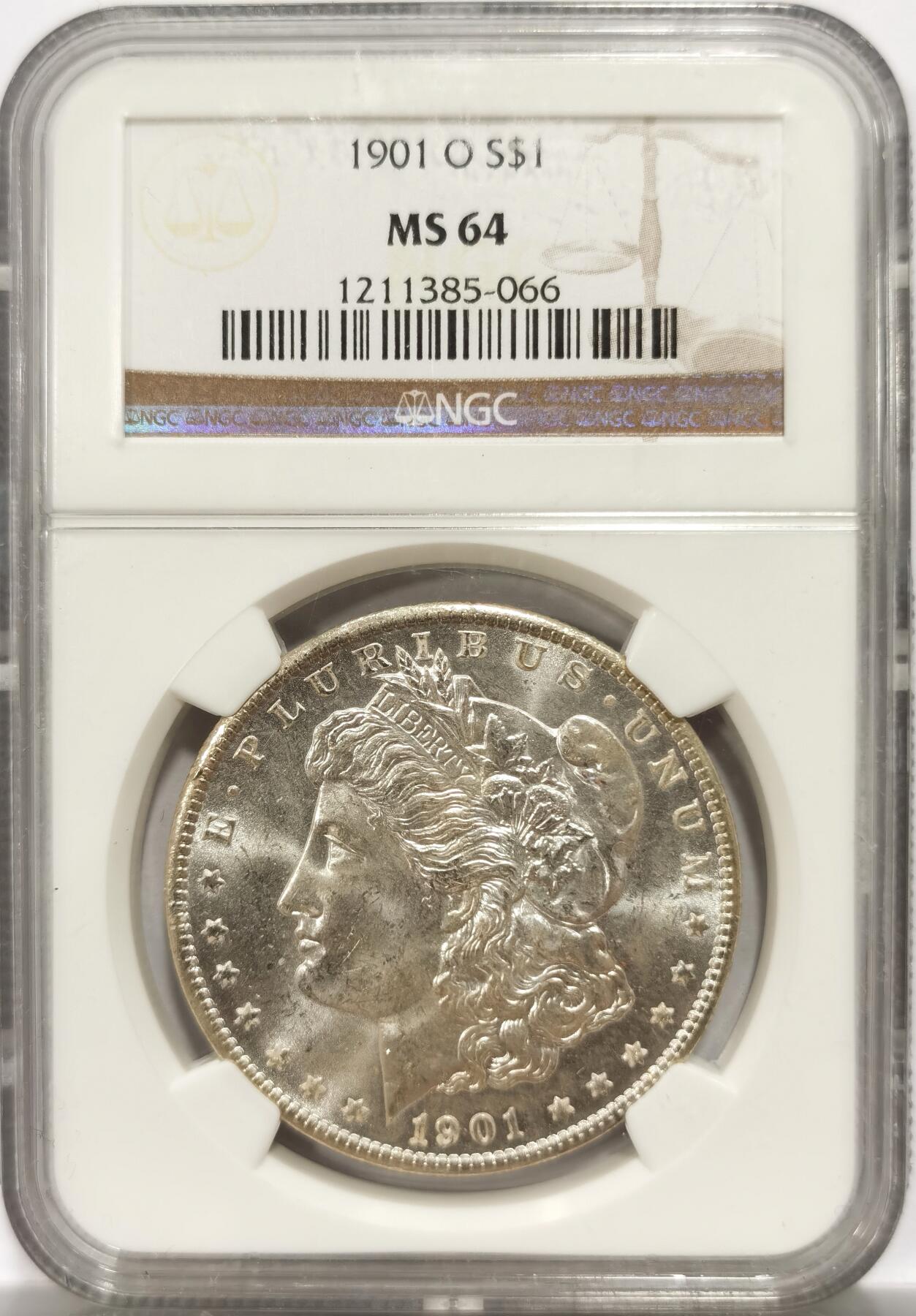 博洋堂世界钱币拍卖第142期（全场包邮） NGC MS64 美国1901-O摩根