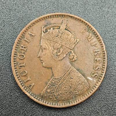 【淘币小摊】限时拍第七百五十八拍  国庆10连拍 老铜币场 外出13号发货 满百包邮可预留两周  周一统一发货  - 印度1877年维多利亚1/4安娜铜币