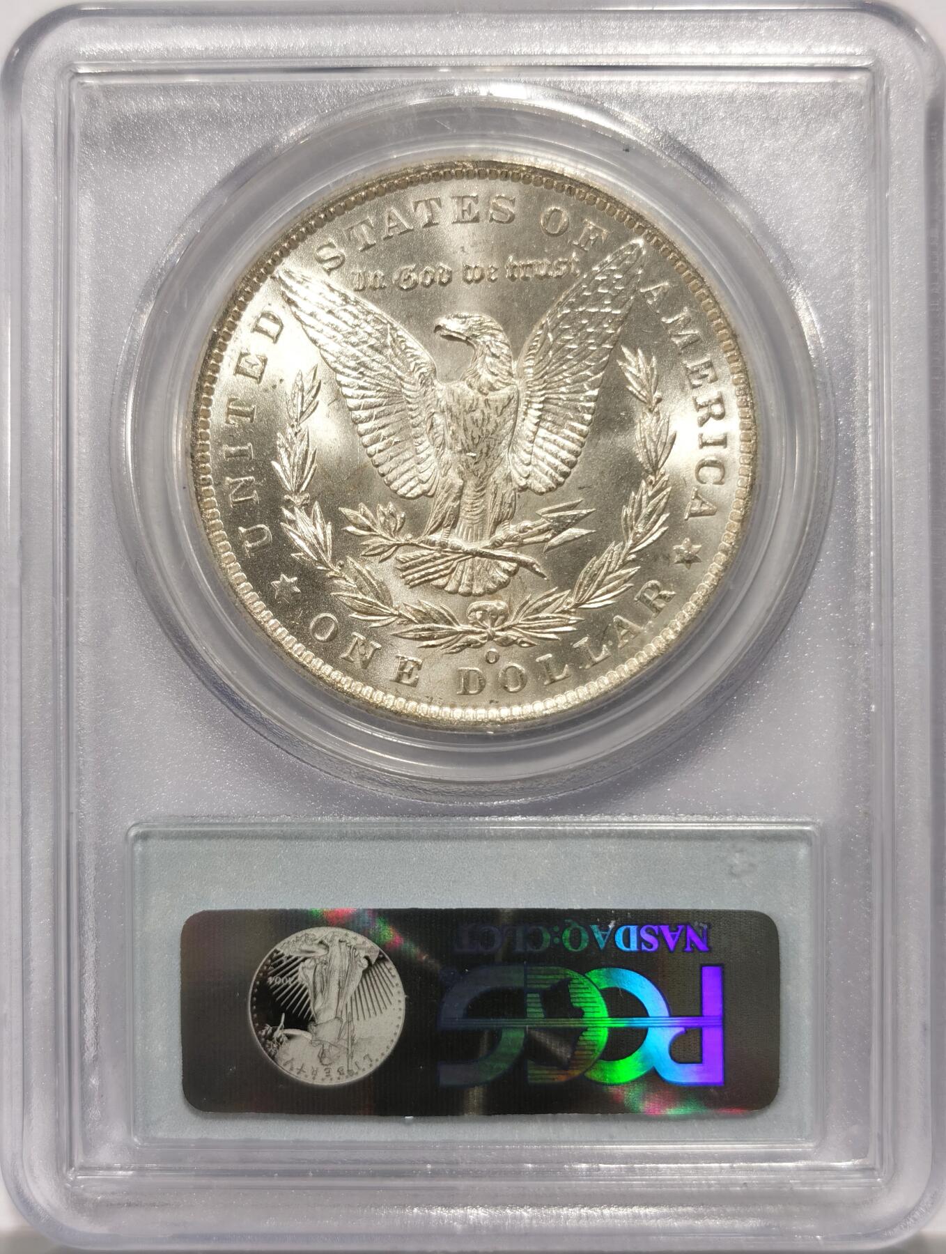 博洋堂世界钱币拍卖第142期（全场包邮） PCGS MS64 美国1885-O摩根 正面左下角卡槽有一小缺