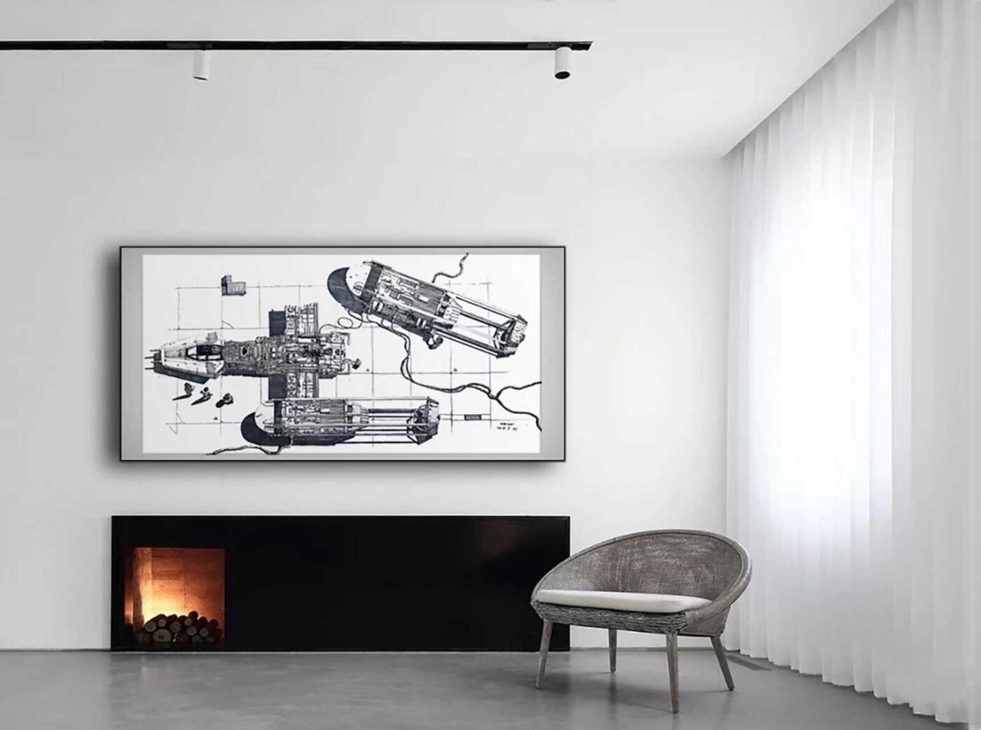 零元拍：歪歪亲笔签名系列作品装饰画，作品名称《Y-WING》，作品尺寸：1.2X0.6M，超厚300g泛太克艺术纸，爱普生原装墨水艺术微喷，限量200张，每张均有艺术家亲笔签名及手写编号，不含装裱