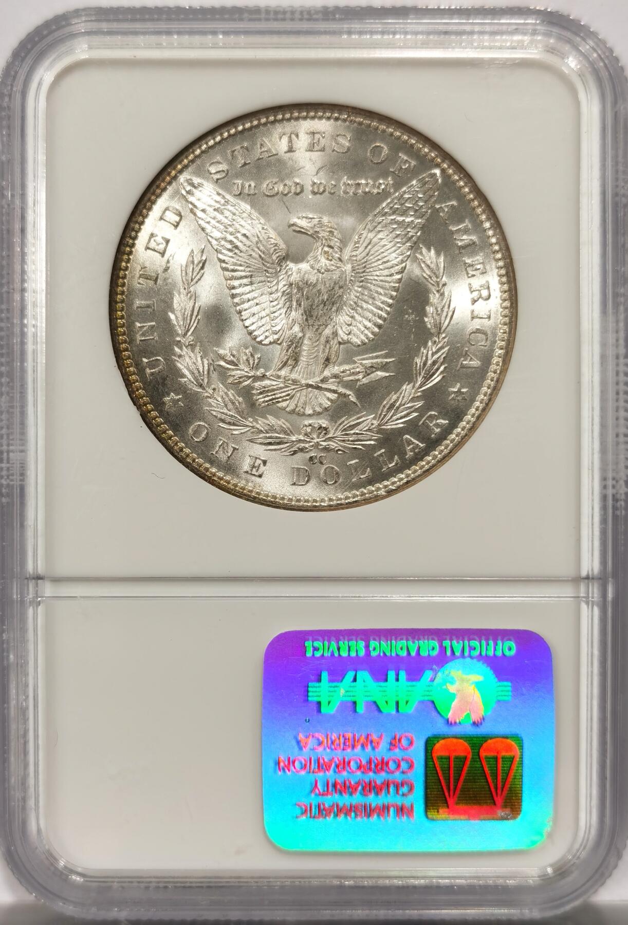 博洋堂世界钱币拍卖第142期（全场包邮） NGC MS65 美国1883-CC摩根 稀有卡森厂 高分难得 十字转光