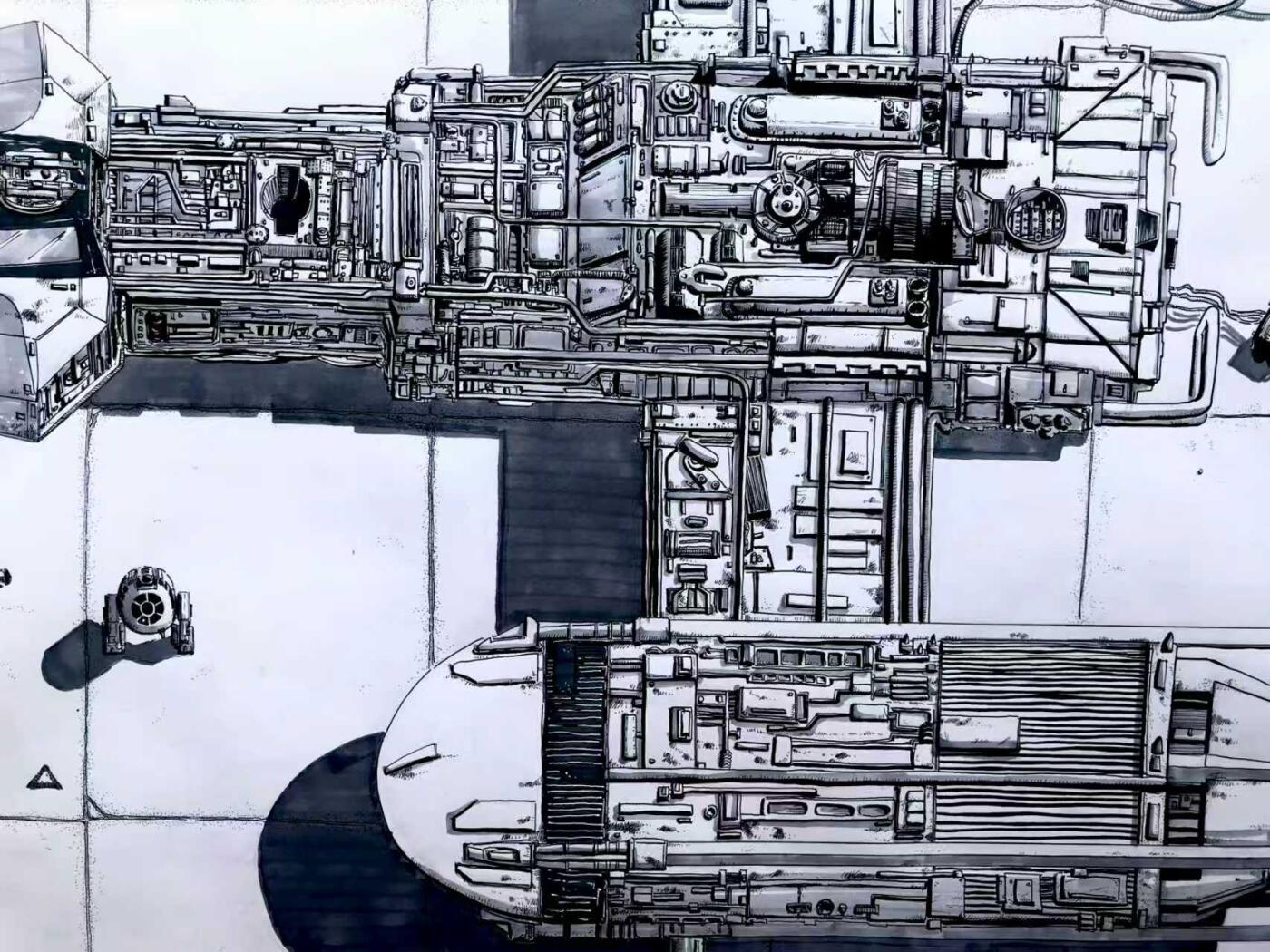 零元拍：歪歪亲笔签名系列作品装饰画，作品名称《Y-WING》，作品尺寸：1.2X0.6M，超厚300g泛太克艺术纸，爱普生原装墨水艺术微喷，限量200张，每张均有艺术家亲笔签名及手写编号，不含装裱