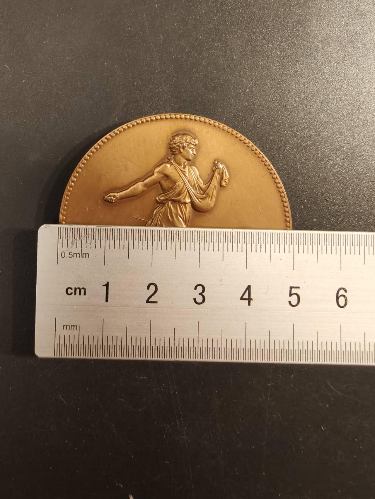 老王徽章第154期 法国参议院赠大铜章    播种    直径50mm.   重量60.2g