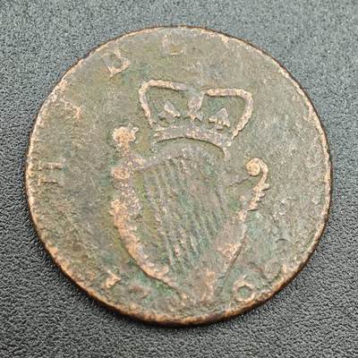 【淘币小摊】限时拍第七百五十八拍  国庆10连拍 老铜币场 外出13号发货 满百包邮可预留两周  周一统一发货  - 爱尔兰1766年乔治三世半便士铜币