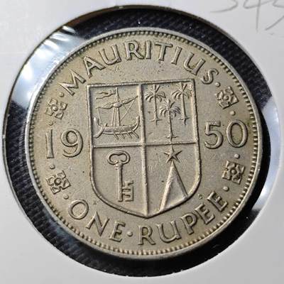 KK钱币收藏小铺 第354场 2月预留时间 周末发货 -  1950英属毛里求斯1卢比 乔六