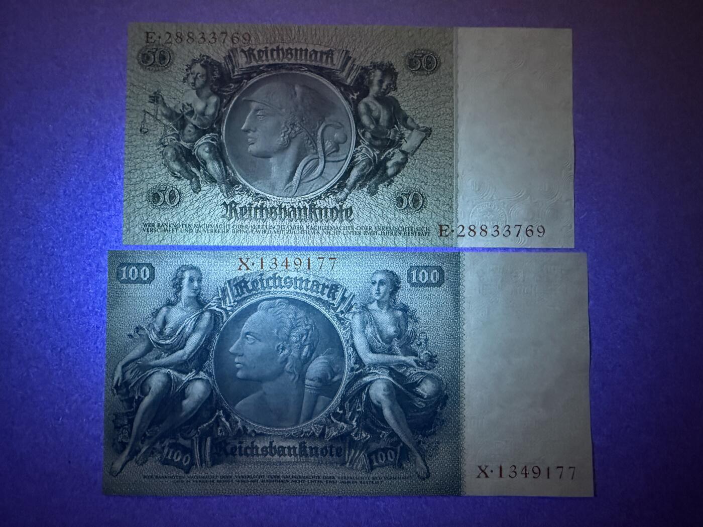 《艾美收藏》第214期-10.7周二国庆外币超白金场 德国50、100马克2张 UNC 1933年老版本