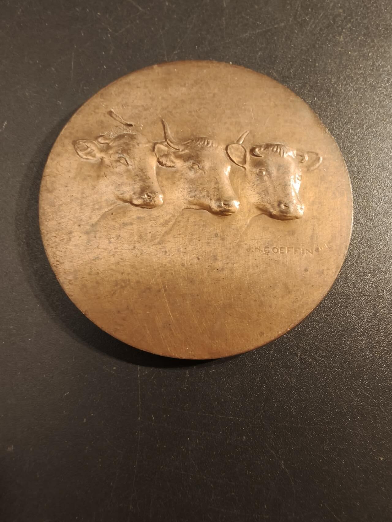 老王徽章第154期  法国索姆市农业协会协会大铜章 直径50mm 重量66.3g
