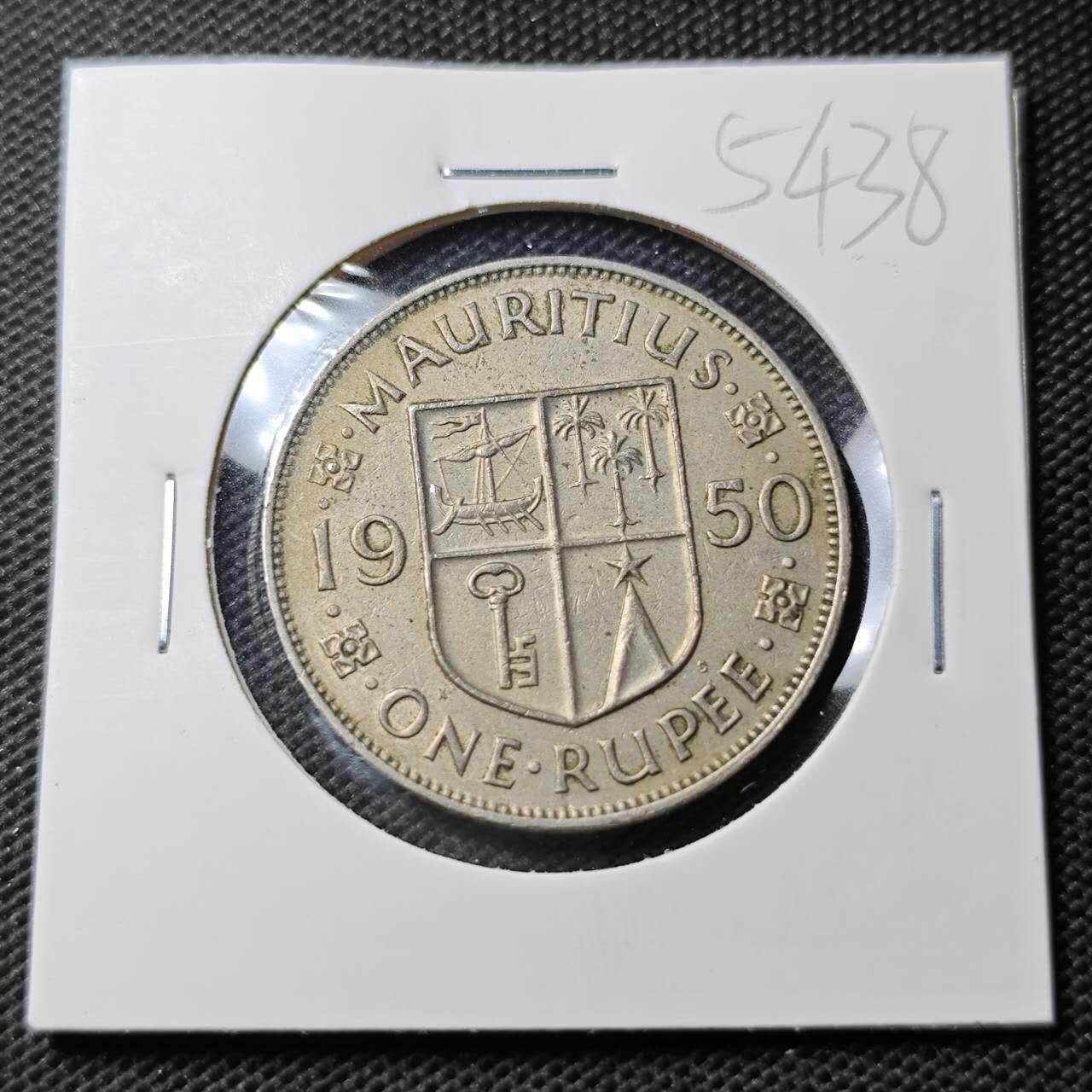 KK钱币收藏小铺 第354场 2月预留时间 周末发货  1950英属毛里求斯1卢比 乔六