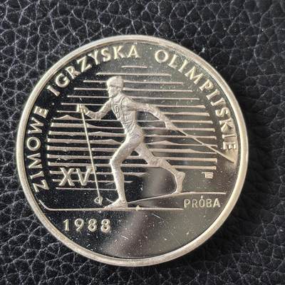 道一币馆币章第一百四十九场 - 波兰1988年卡尔加里冬季奥运会1000兹罗提精制银币 16.5g 720S 10000