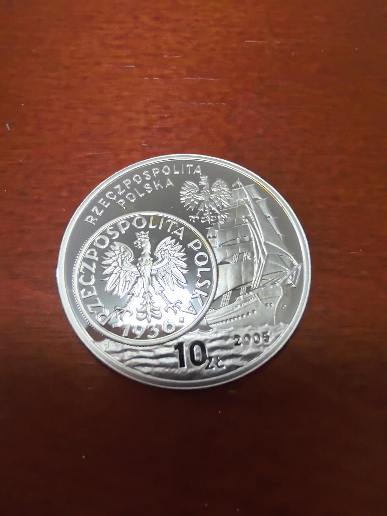 长老汇蛇年精选第五十七场拍卖 2005波兰帆船10兹罗提精制银币，币中币，14.14克925银