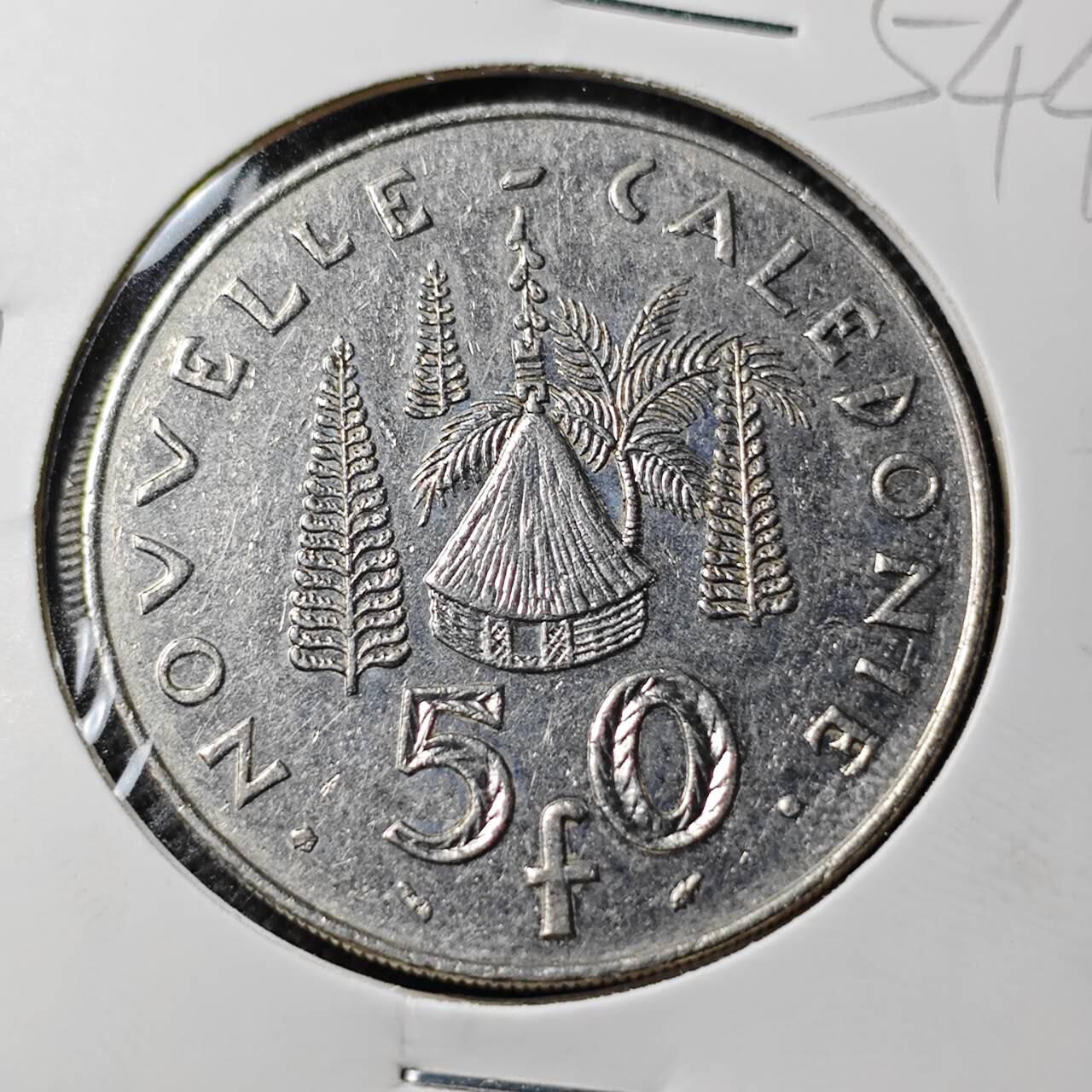 KK钱币收藏小铺 第354场 2月预留时间 周末发货  法属新喀里多尼亚50法郎