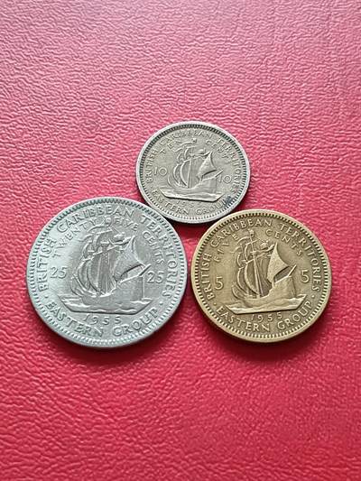 【云涧收藏】第六十八场 - 英属东加勒比1955年5、10、25分3枚