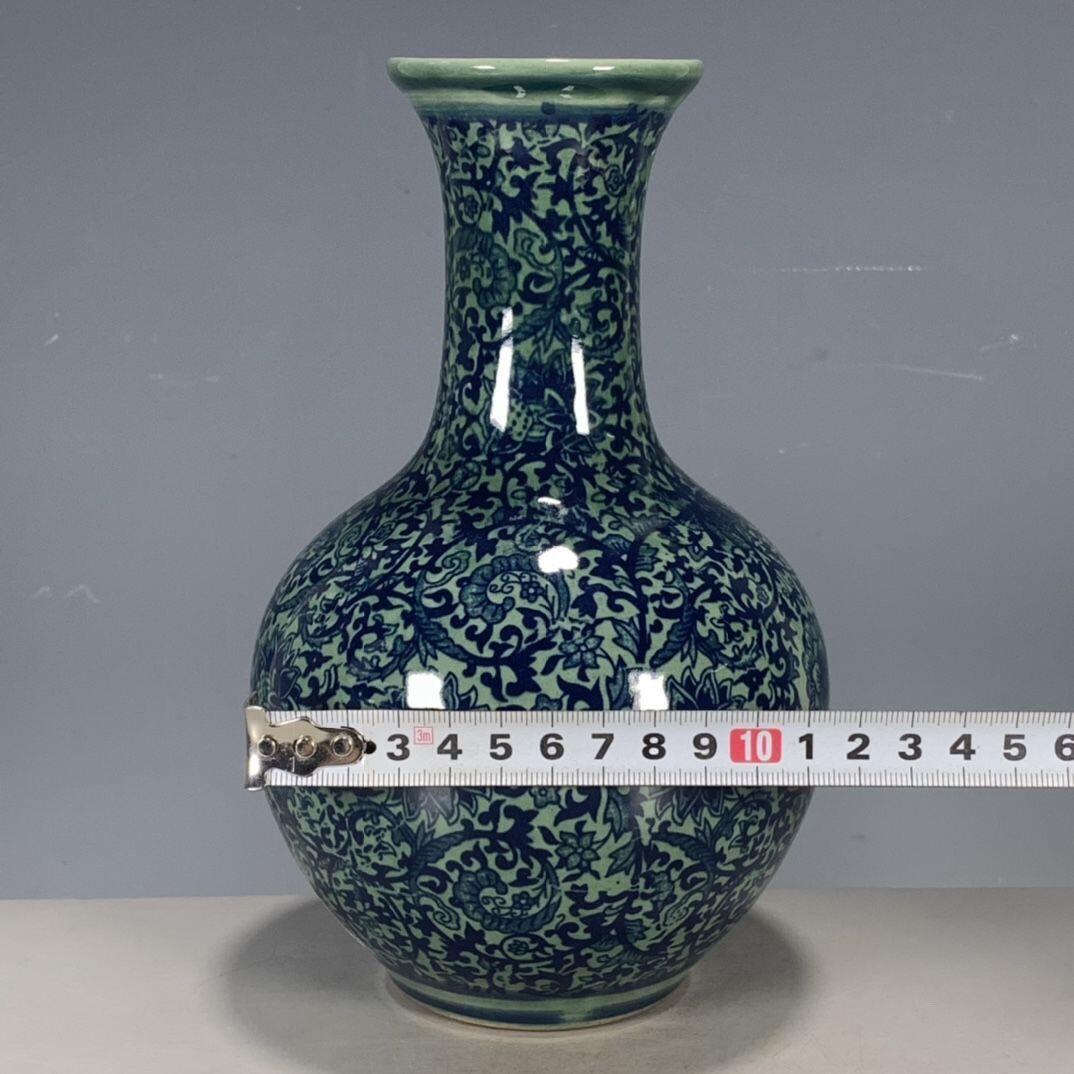 听雨轩  古玩陶瓷专场 绿釉缠枝花天球瓶