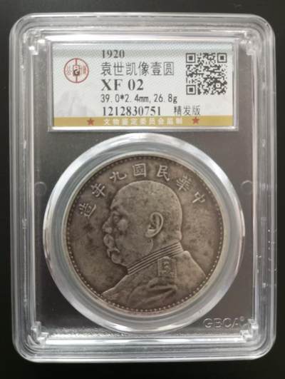 《外钞收藏家》第五百七十三期（精品场）（本平台长期征集拍品、欢迎藏友们联系合作） - 1920年袁大头民国九年精发 公博评级 XF02 (1212830751)
