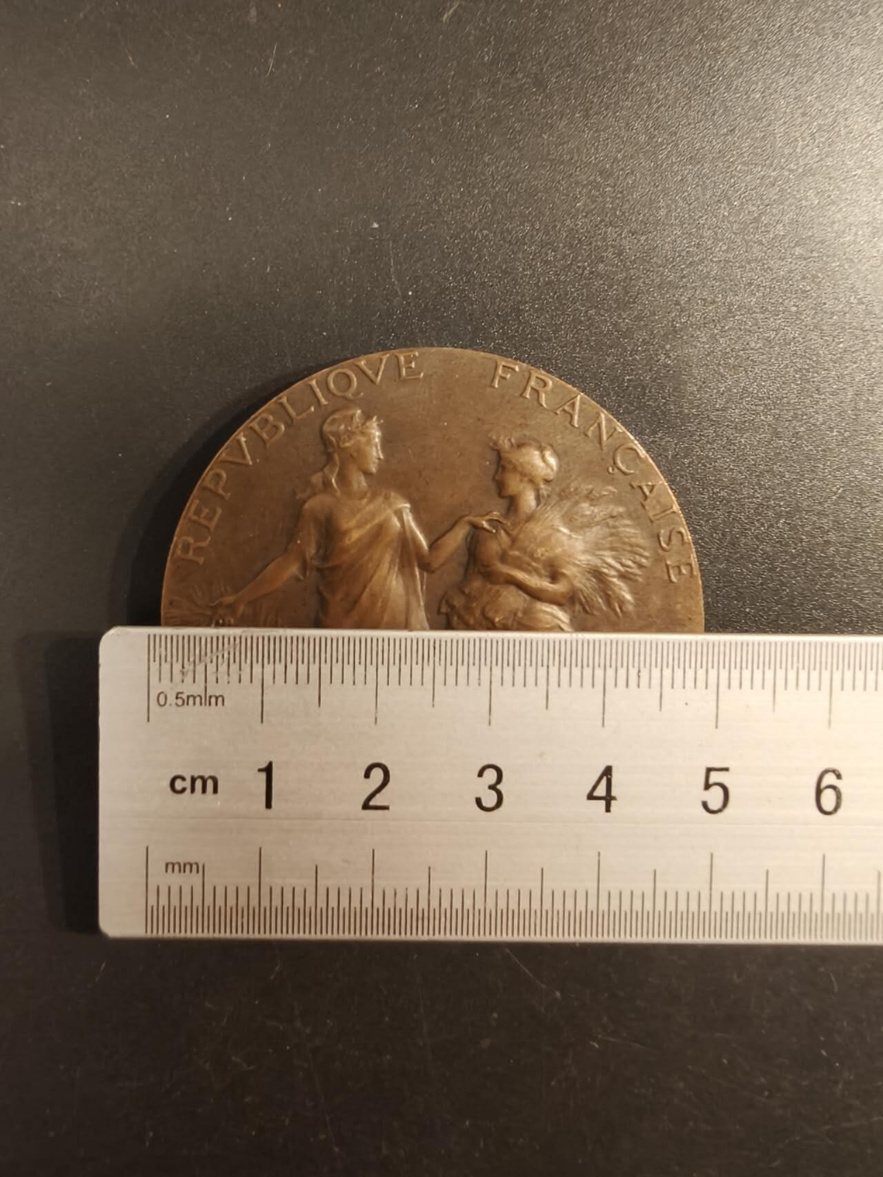 老王徽章第154期 法国农业协会1905年农业竞赛大铜章     直径 50mm.   重量57.6g.    杜布瓦名作