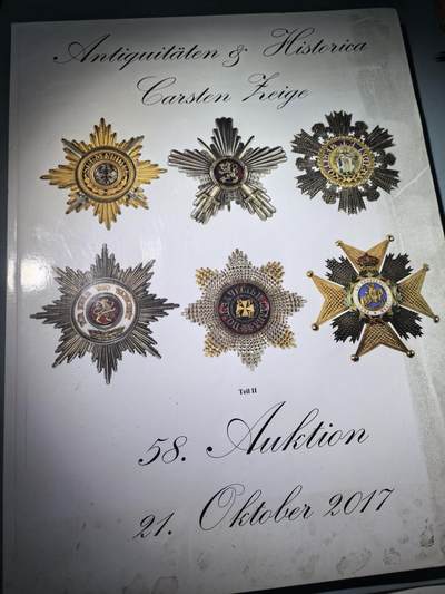 盛世勋华——号角文化勋章邮票专场拍卖第282期 - 德国知名拍卖行Carsten Zeige 2017年第58场拍卖会图录 海量精美勋章图片 152页