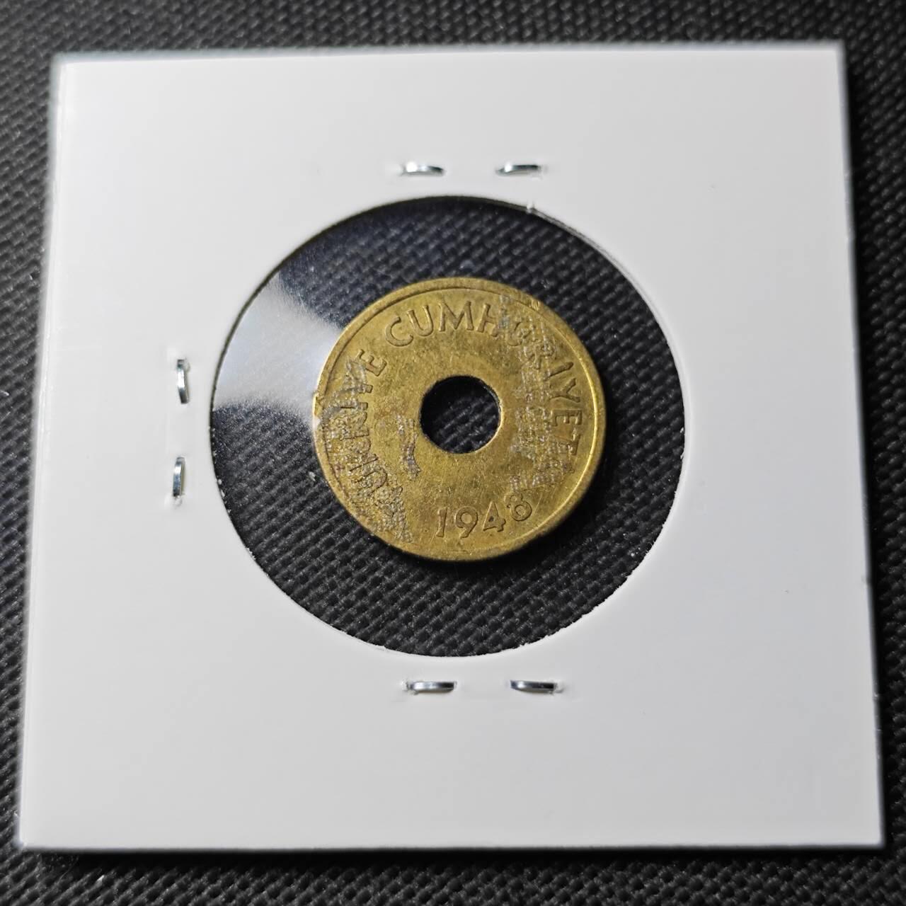 KK钱币收藏小铺 第354场 2月预留时间 周末发货  1948土耳其1库鲁铜币