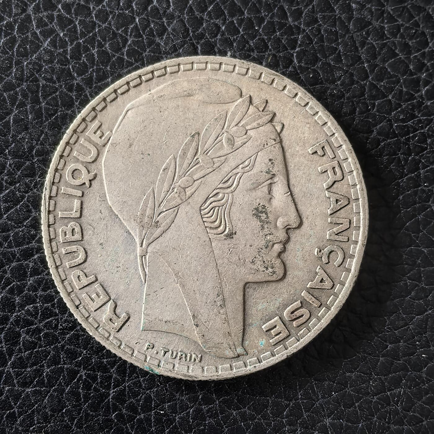 道一币馆币章第一百四十九场 法国1937年自由女神20法郎银币  20g 640S