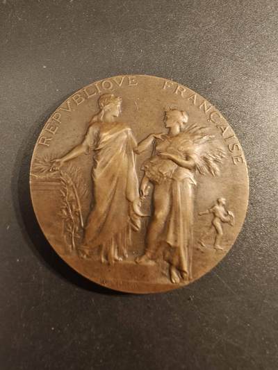老王徽章第154期 - 法国农业协会1905年农业竞赛大铜章     直径 50mm.   重量57.6g.    杜布瓦名作