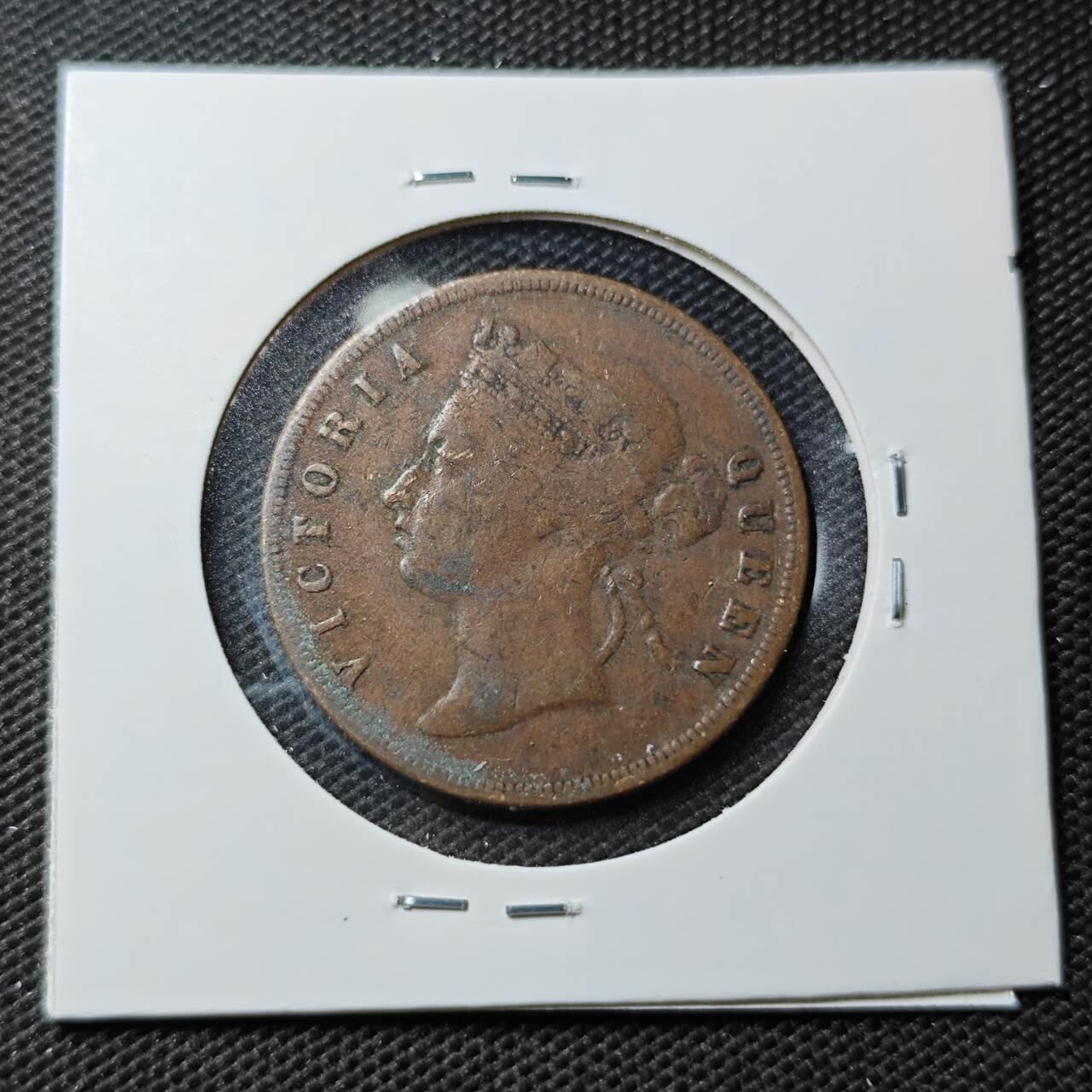 KK钱币收藏小铺 第354场 2月预留时间 周末发货  1876英属海峡1分铜币 维多利亚女王!