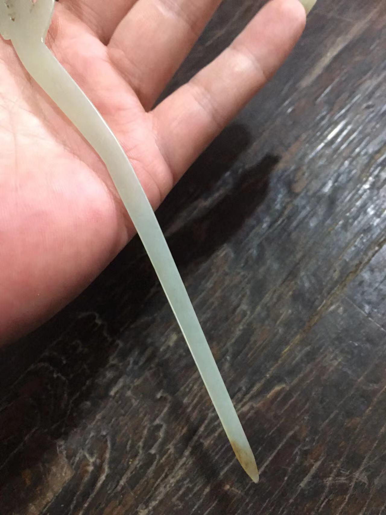 清代花鸟玉簪子，雕刻漂亮，造型好，玉质水头好，老玉器收藏佳品