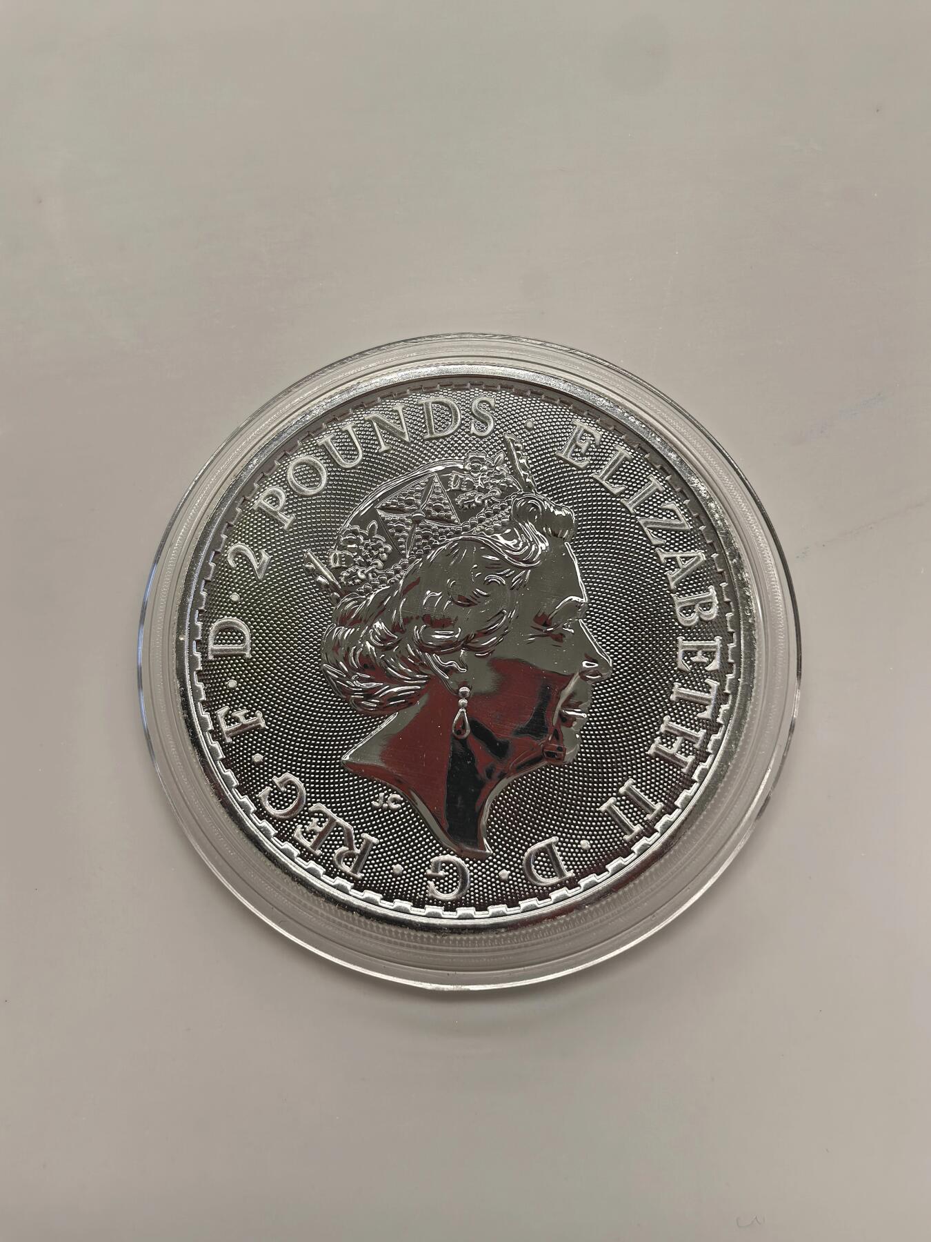 博洋堂世界钱币拍卖第142期（全场包邮） 英国2018年不列颠女神1盎司2镑精制银币