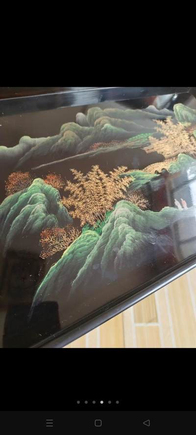 拆迁收来民国木胎大漆托盘，手绘山水人物，品相好，保老保真。 - 拆迁收来民国木胎大漆托盘，手绘山水人物，品相好，保老保真。