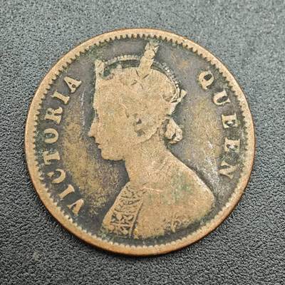 【淘币小摊】限时拍第七百五十八拍  国庆10连拍 老铜币场 外出13号发货 满百包邮可预留两周  周一统一发货  - 印度1862年维多利亚1/4安娜铜币