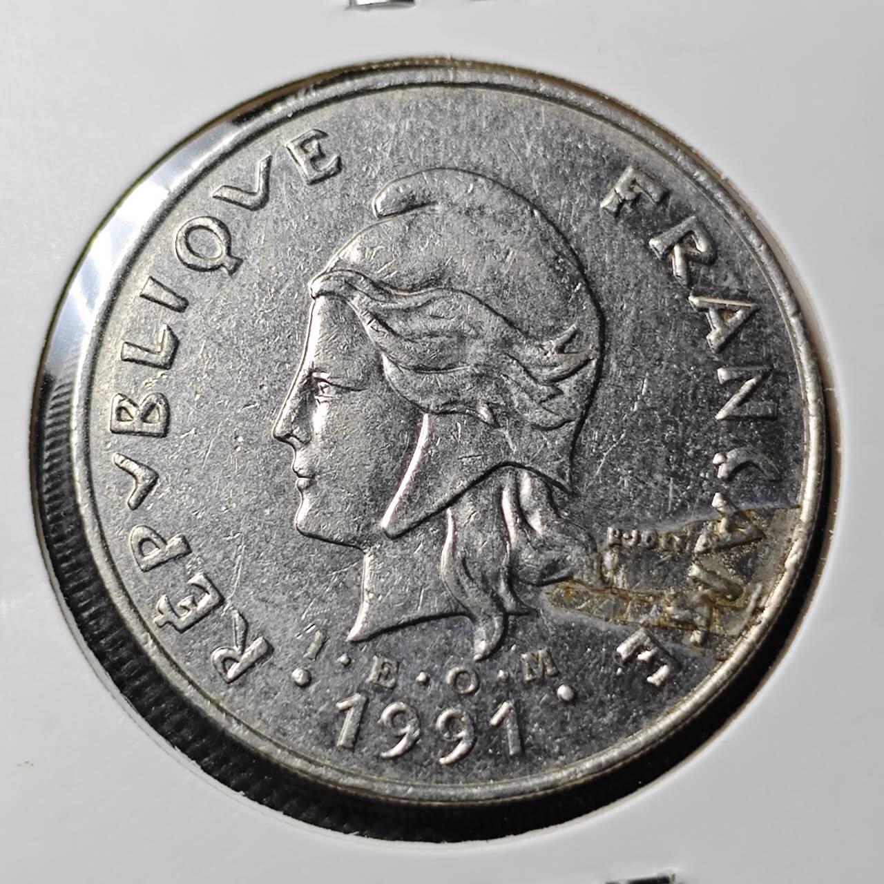 KK钱币收藏小铺 第354场 2月预留时间 周末发货  法属新喀里多尼亚50法郎