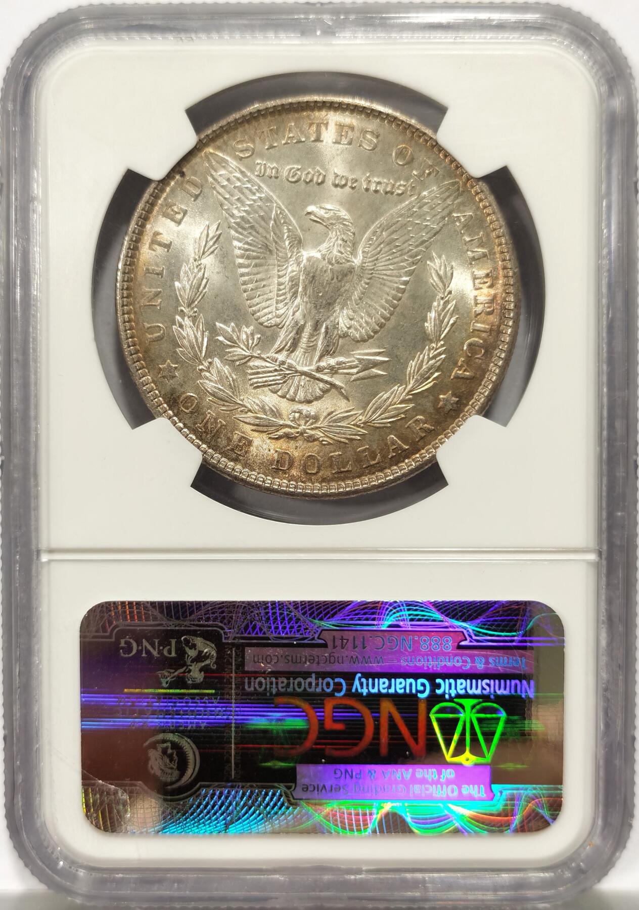 博洋堂世界钱币拍卖第142期（全场包邮） NGC MS64 美国1903摩根 正反面皆有环状老包浆