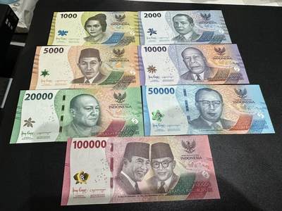 《外钞收藏家》第五百七十三期（精品场）（本平台长期征集拍品、欢迎藏友们联系合作） - 印度尼西亚2022年清版7张一套（1千-10万卢比） 	UNC
