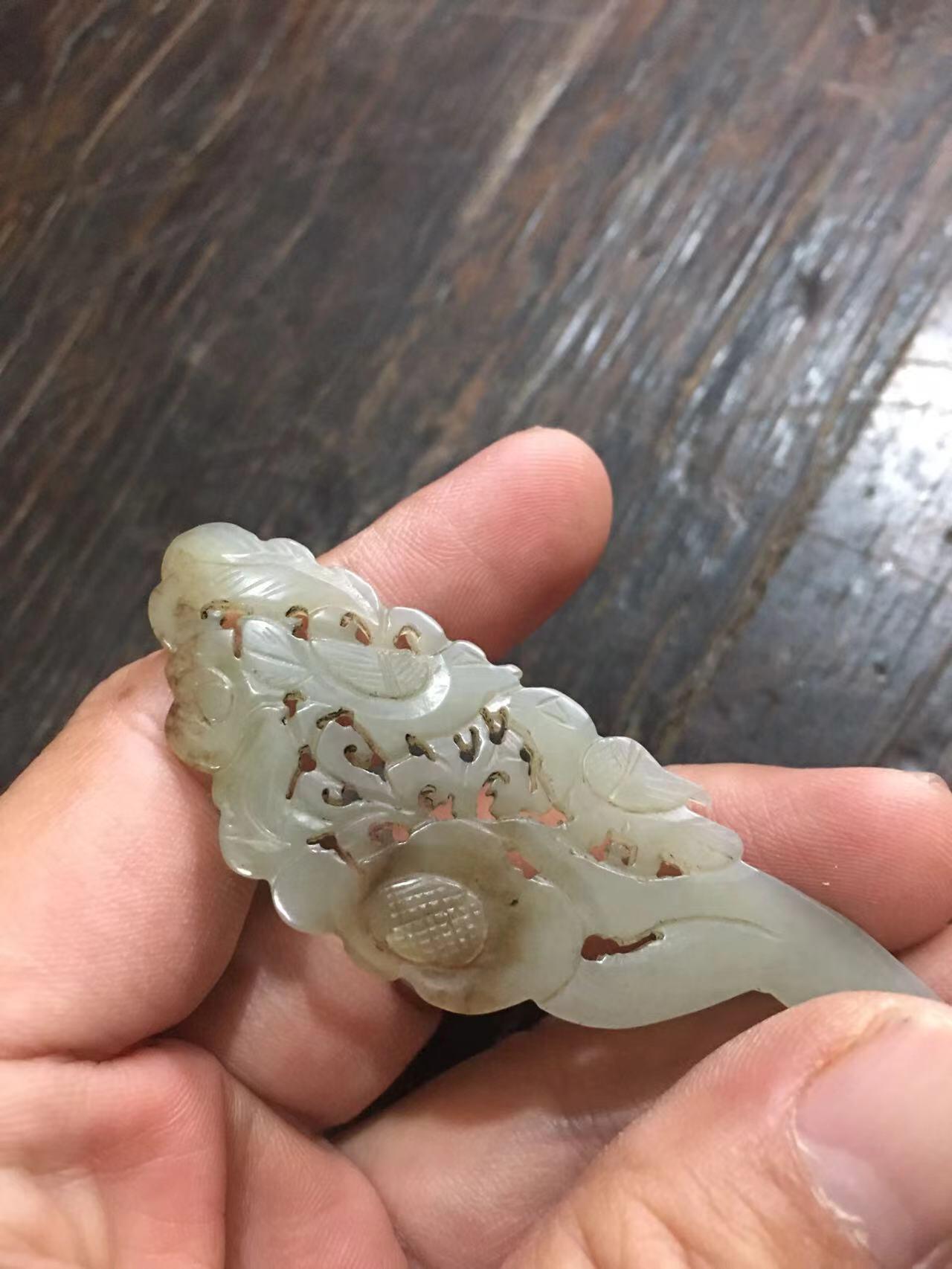 清代花鸟玉簪子，雕刻漂亮，造型好，玉质水头好，老玉器收藏佳品