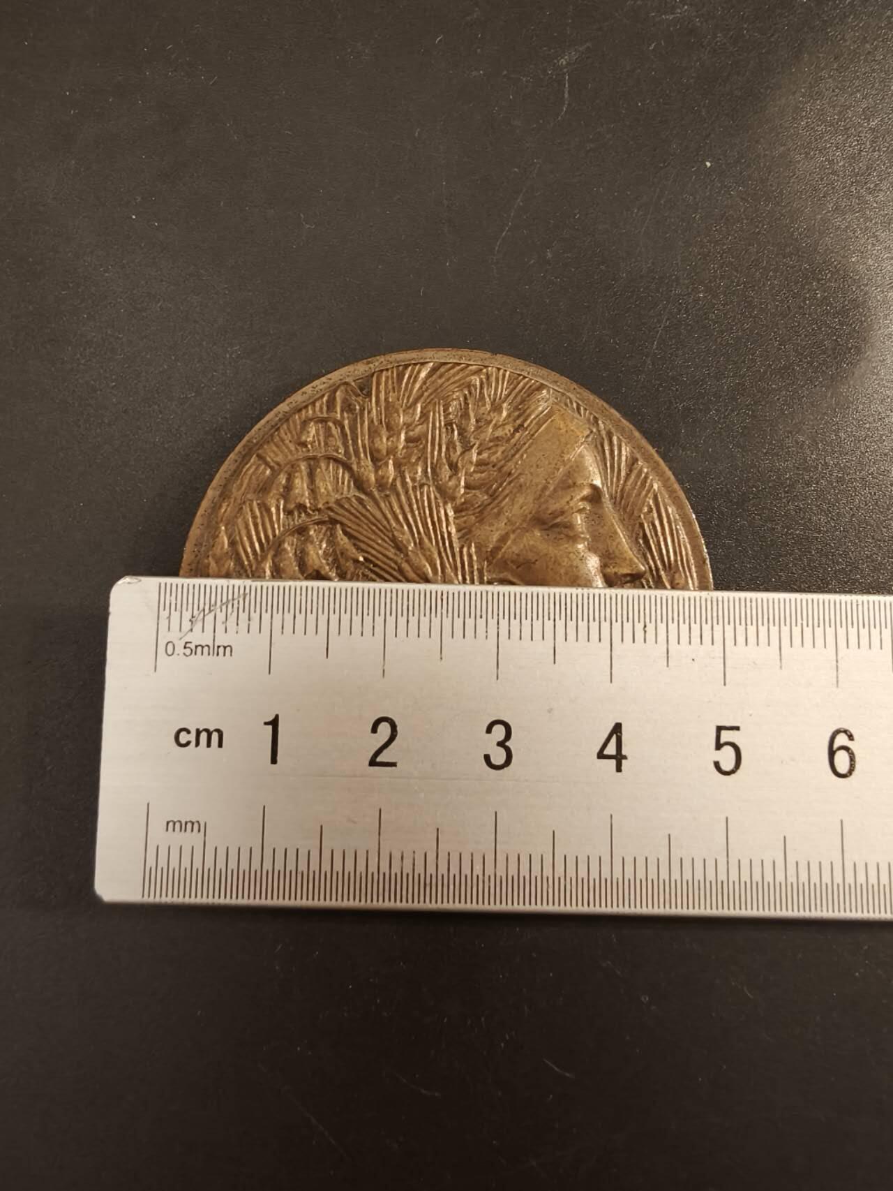 老王徽章第154期 法国参议员赠大铜章    直径50mm.   重量74.2g