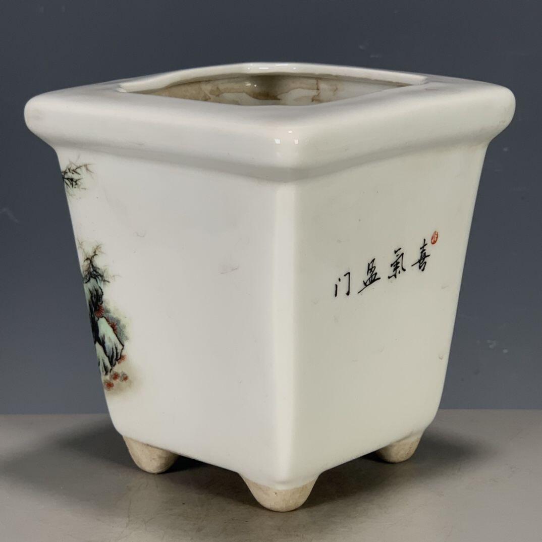 听雨轩  古玩陶瓷专场 粉彩婴戏喜气盈门四方花盆