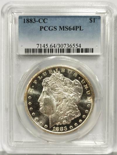 博洋堂世界钱币拍卖第142期（全场包邮） - PCGS MS64PL 美国1883-CC摩根 相当稀有的类精致卡森厂版别 在麦稀奇绝无仅有的稀有版别配上高分 是不可多得的收藏好品