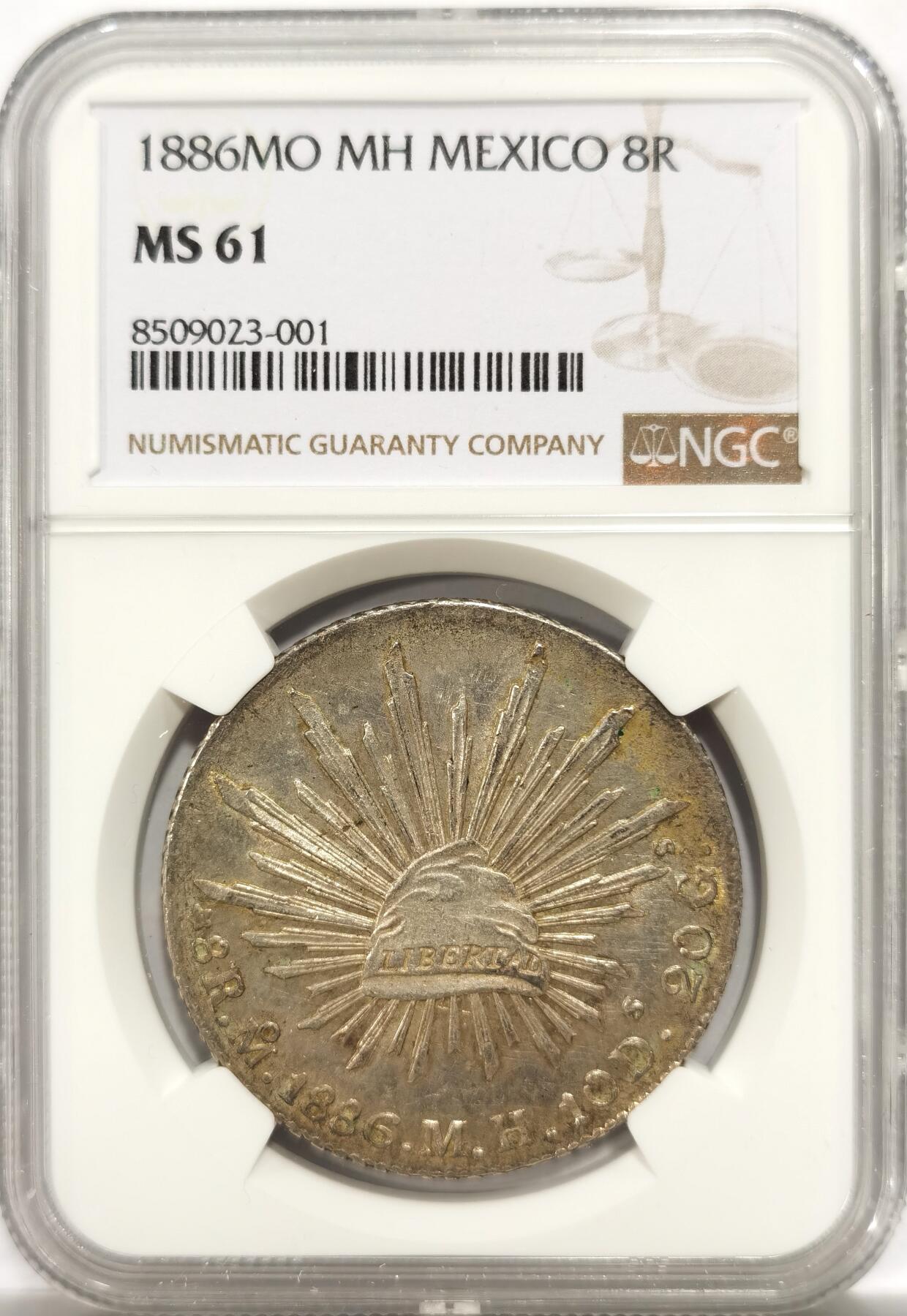 博洋堂世界钱币拍卖第142期（全场包邮） NGC MS61 墨西哥1881年MO MH版花边鹰洋，漂亮黄油包浆