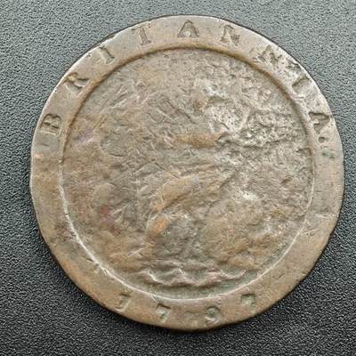【淘币小摊】限时拍第七百五十八拍  国庆10连拍 老铜币场 外出13号发货 满百包邮可预留两周  周一统一发货  - 英国1797年乔治三世车轮二便士铜币