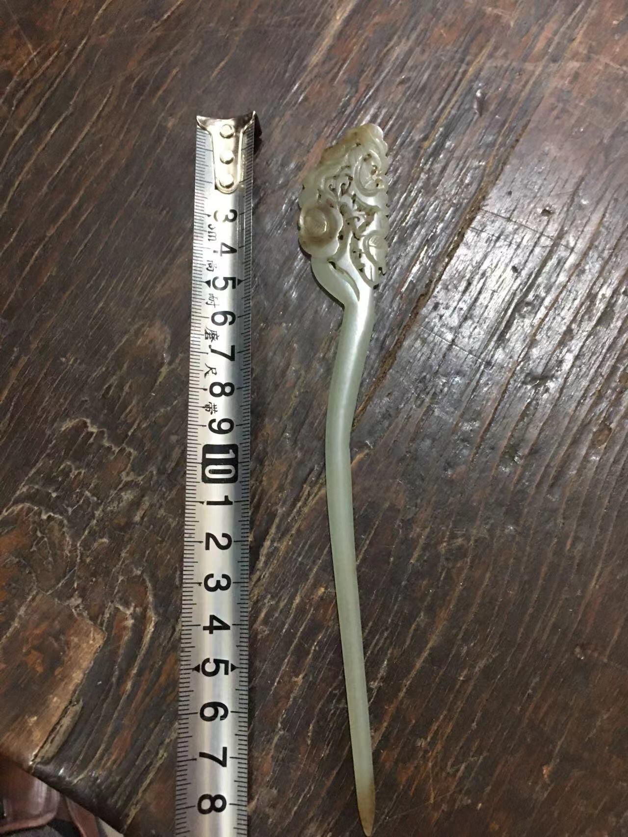 清代花鸟玉簪子，雕刻漂亮，造型好，玉质水头好，老玉器收藏佳品