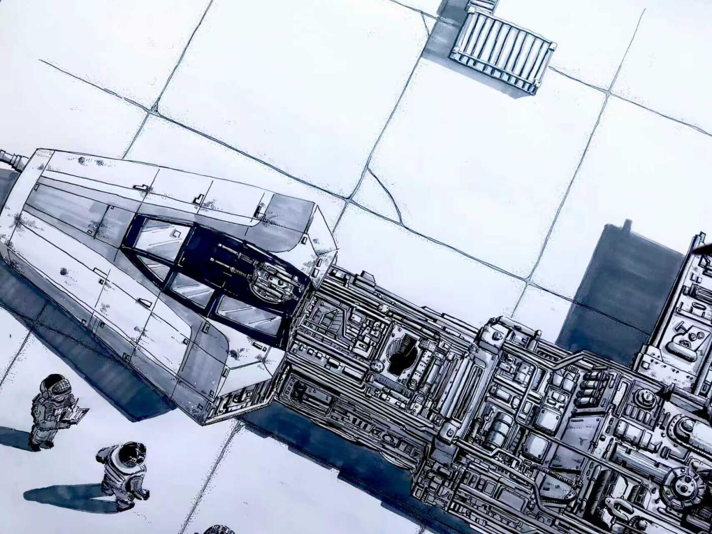 零元拍：歪歪亲笔签名系列作品装饰画，作品名称《Y-WING》，作品尺寸：1.2X0.6M，超厚300g泛太克艺术纸，爱普生原装墨水艺术微喷，限量200张，每张均有艺术家亲笔签名及手写编号，不含装裱
